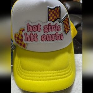 Trendy Yellow and White Cap with Fun Patch